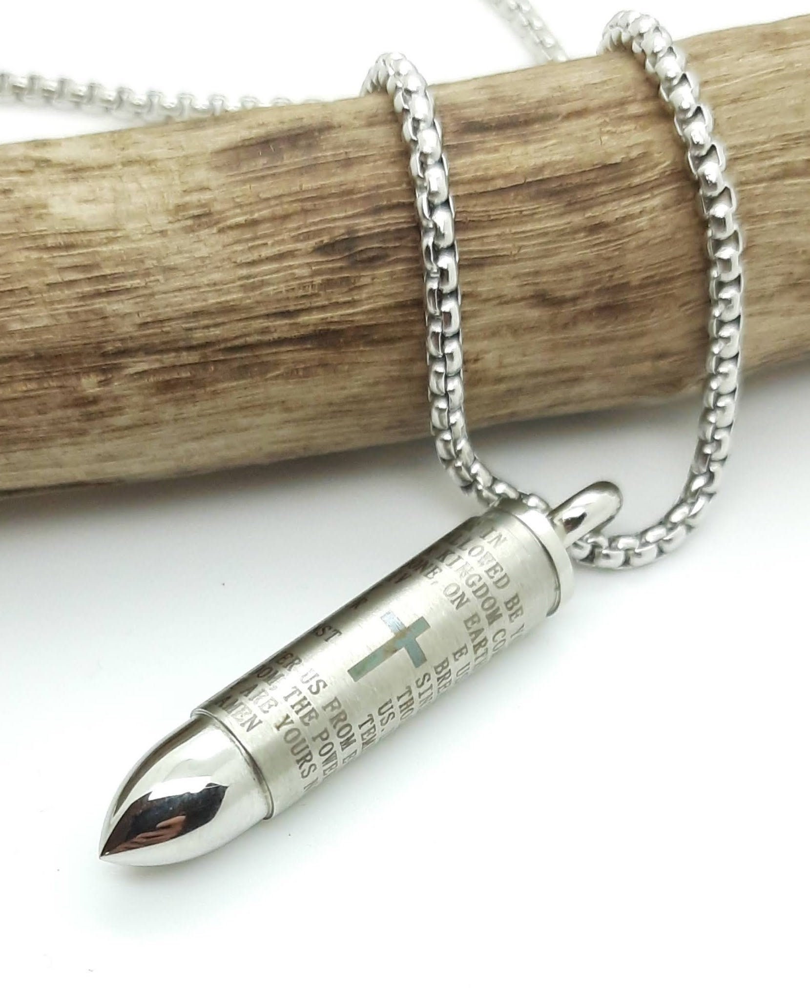 Bullet Necklace Lords Prayer Bullet Pendant Capsule Pendant Imitation Bullet Secret Compartment Necklace Etsy