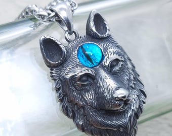 Wolf pendant necklace mens wolf viking fenrir all seeing eye necklaces