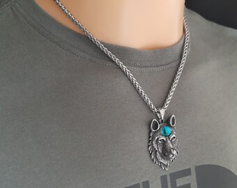 Collar De Lobo Con Colgante De Lobo De Plata S925, Collar