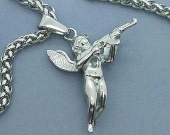 Cupid Gun Pendant Necklace Angel Cherub for Men and Women - Etsy