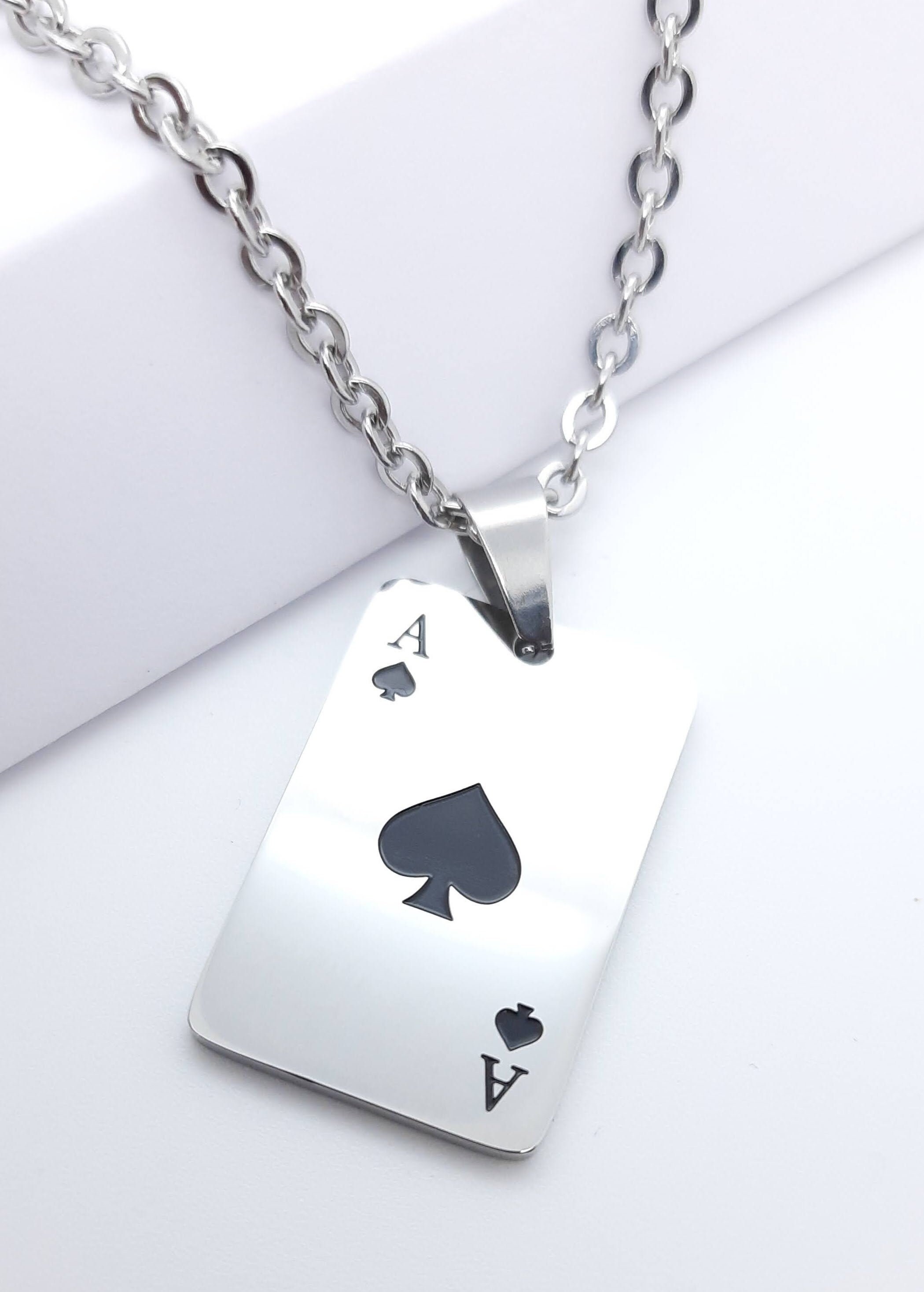 Ace of Spades Necklace Poker Pendant Good Luck Charm Etsy UK