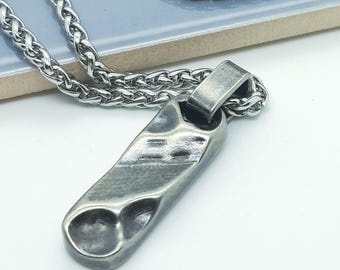 Mens rectangle pendant necklace metal nugget