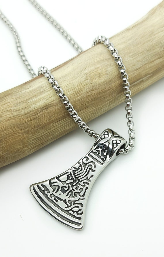 LXE Men Stainless Steel Viking Necklace Wolf Head Thunderhammer Pendant  Necklace | eBay