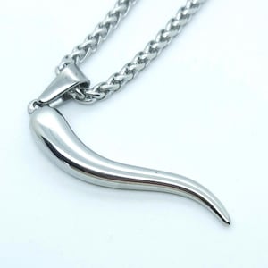 Italian horn pendant necklace cornicello large silver Italian horn necklaces for women
