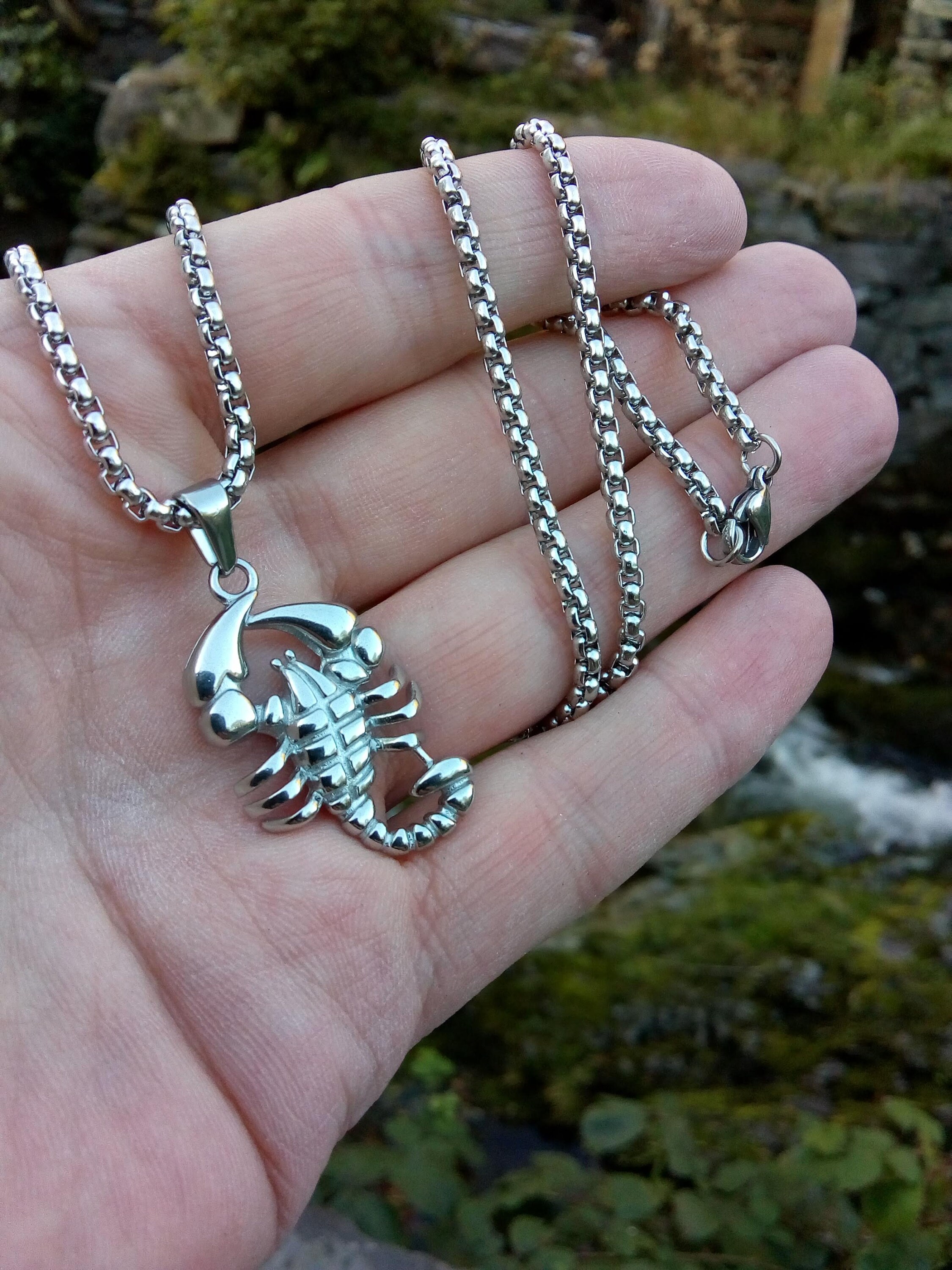 Silver Scorpion Necklace Mens Scorpion 