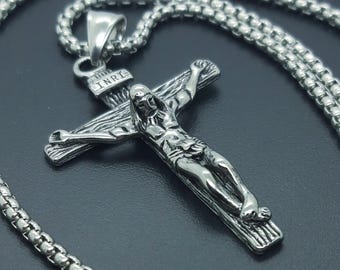 Crucifix pendant necklace religious christian gift