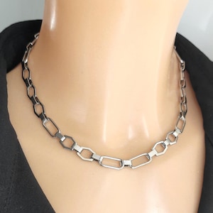 Boho Chain Necklace: Chunky Mixed Link Choker