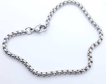 Box chain bracelet mens minimalist chain bracelet 3mm