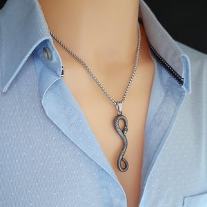 Snake necklace mens python snake pendant viper necklaces for men
