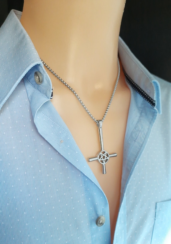 Inverted Cross Necklace Upside Down Cross Necklace