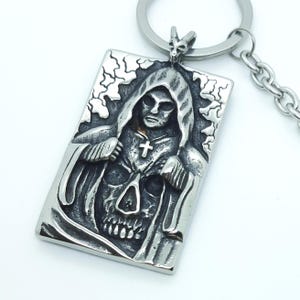 Grim reaper Keyring death skull keychain angel of death large mens metal key fobs