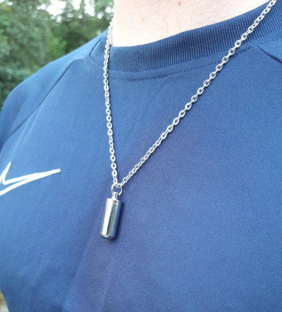 Silver capsule pendant deals
