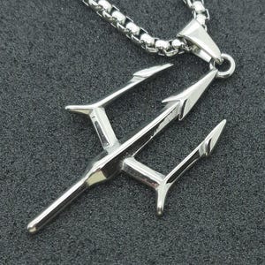 Neptunes trident of shiva mens pendant necklace trishula fork Poseidons spear gifts for men