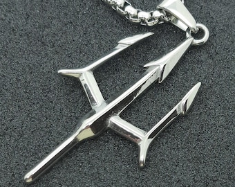 Neptunes trident of shiva mens pendant necklace trishula fork Poseidons spear gifts for men