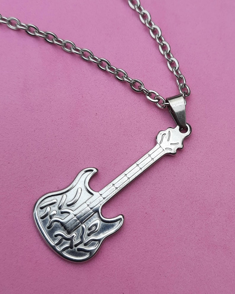 stainless steel necklace Guitar necklace music charm