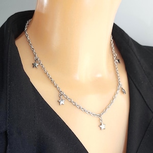 Womens star charm chain necklace coquette celestial stainless steel necklace gift for women