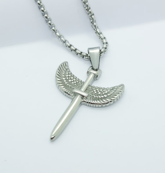 Sword With Wings Necklace Protection Symbol Pendant Guardian Sword With Wings Necklace Protection Symbol Pendant Guardian