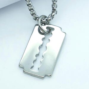 Razor blade pendant necklace dainty razor charm fashion accessory for women and men