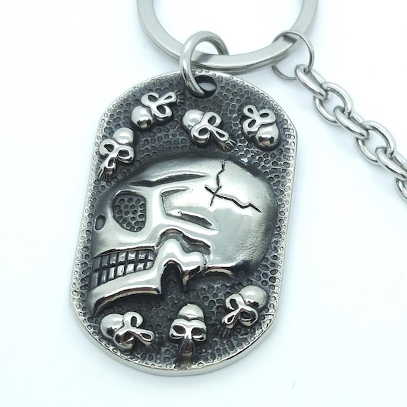 Mens Skull Keyring Gothic Keychain Metal Key Fob