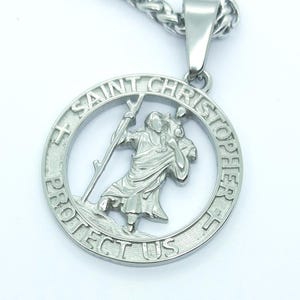 St. Christopher necklace silver saint christopher religious charm pendant necklaces men women