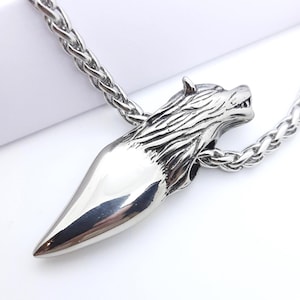 Collier loup, pendentif fenrir, collier pendentif tête et dent de loup, collier pour homme, pendentif dent