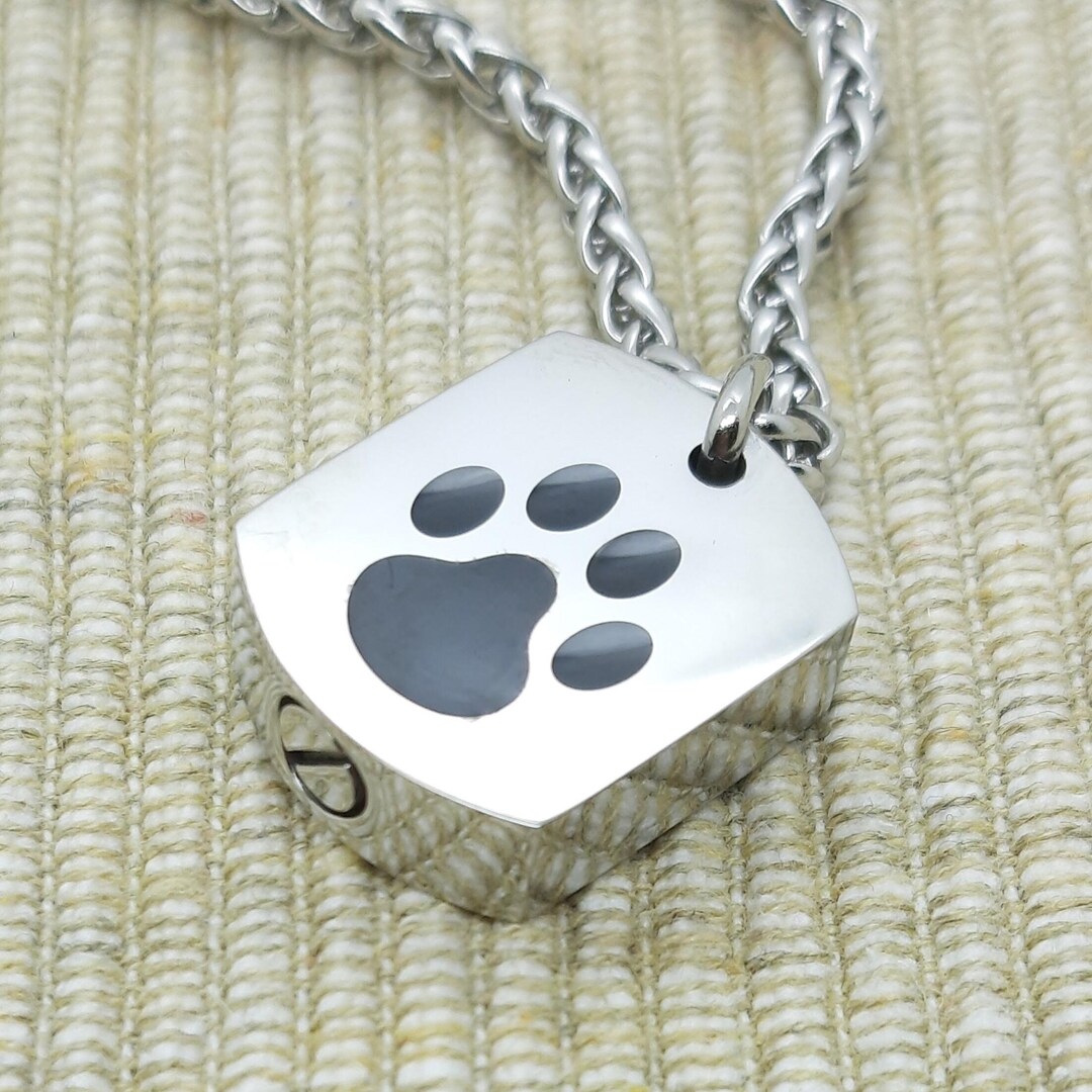 Pet Ashes Cremation Necklace Dog Paw Print Urn Keepsake Memorial ...
