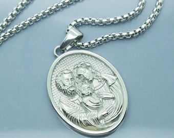 Jesus Mary and Joseph Christian Pendant Necklace for Men and Women