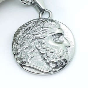 Colar com pingente de Zeus, símbolo do deus grego, colares com medalhão para homens