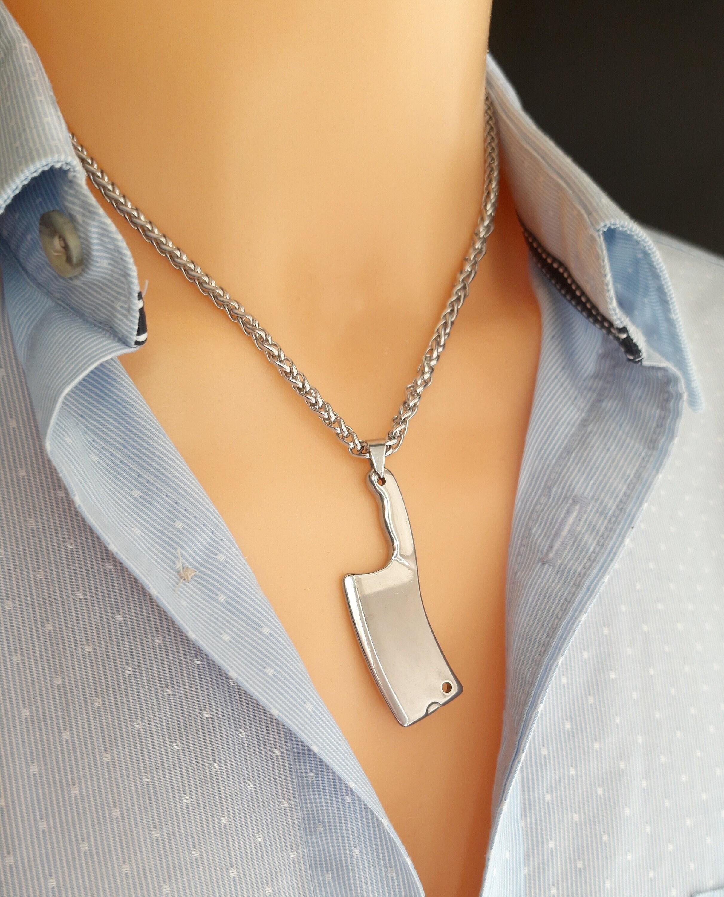 ネックレス・チョーカー BLENDOFF Cleaver Knife Necklace Silver 925 Mens Necklace, Knife Pendant, Meat Cleaver Necklace