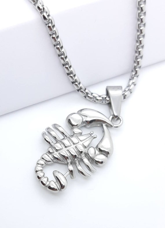 Silver Scorpion Necklace Mens Scorpion 