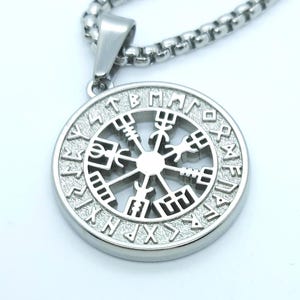 Viking helm of awe, runic compass pendant, vegvisir, Icelandic staves, viking necklaces for men