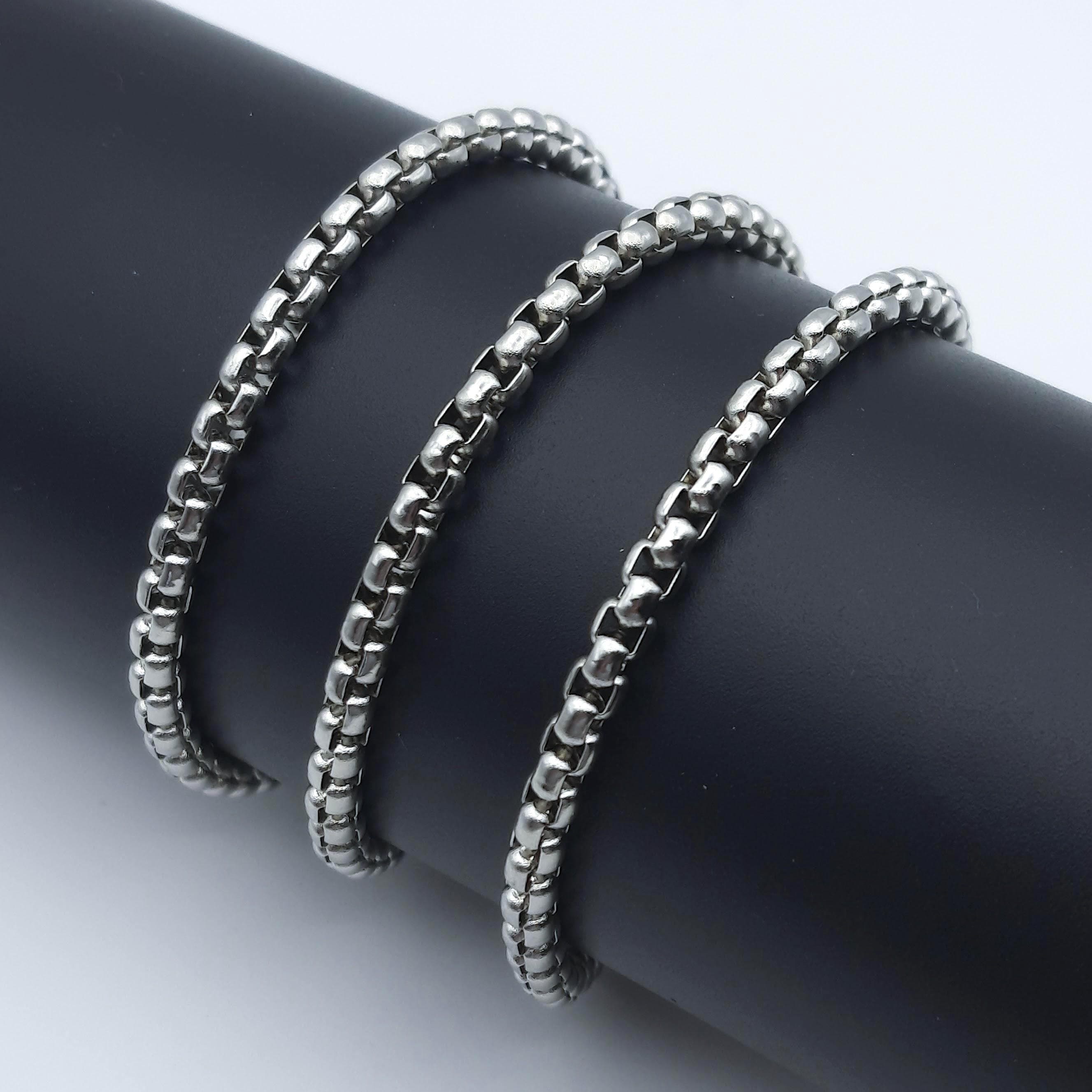 メンズボックスチェーンブレスレット 4mm ミニマリストリストチェーン
