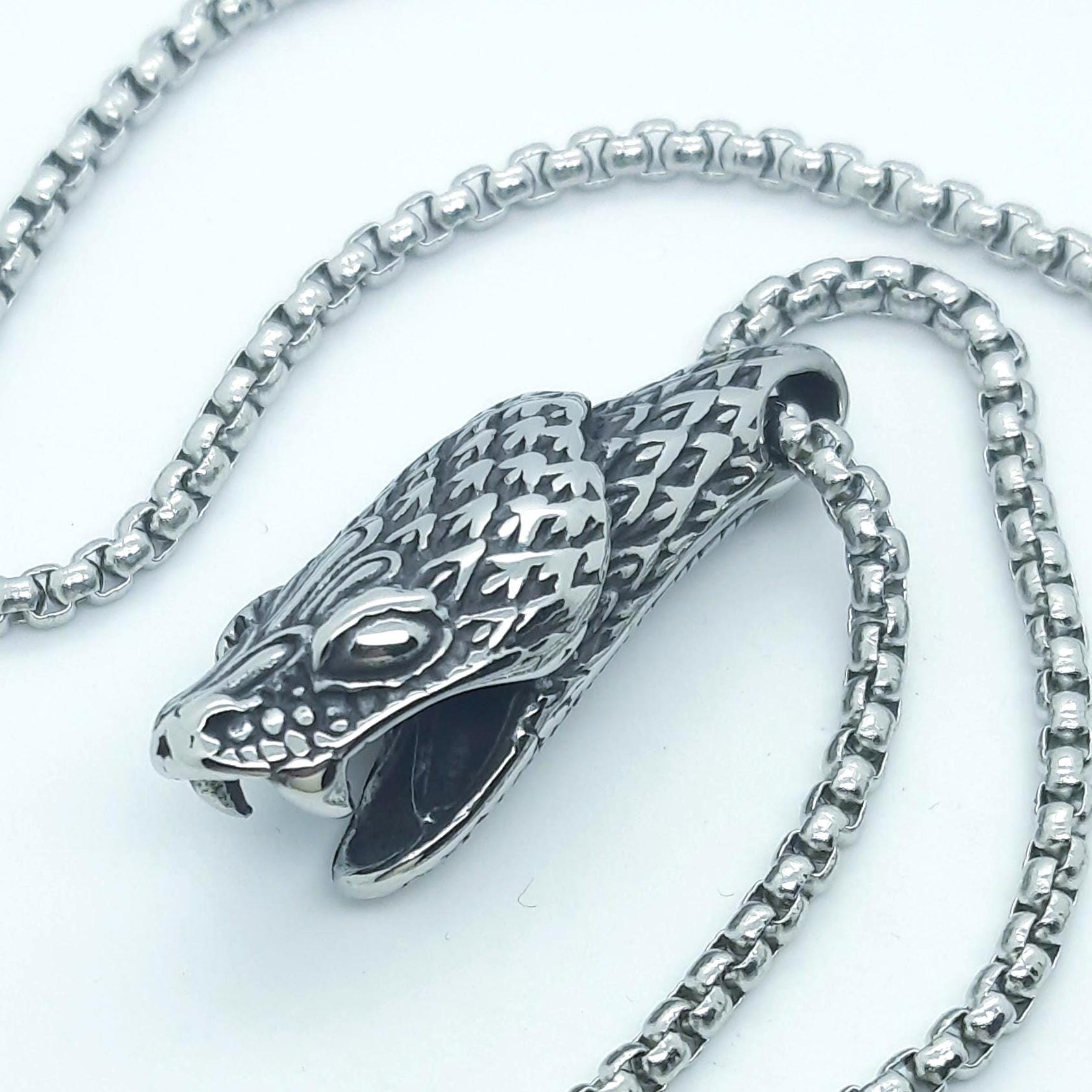 Viper Snake Head Pendant Necklace Mens Jewelry - Etsy