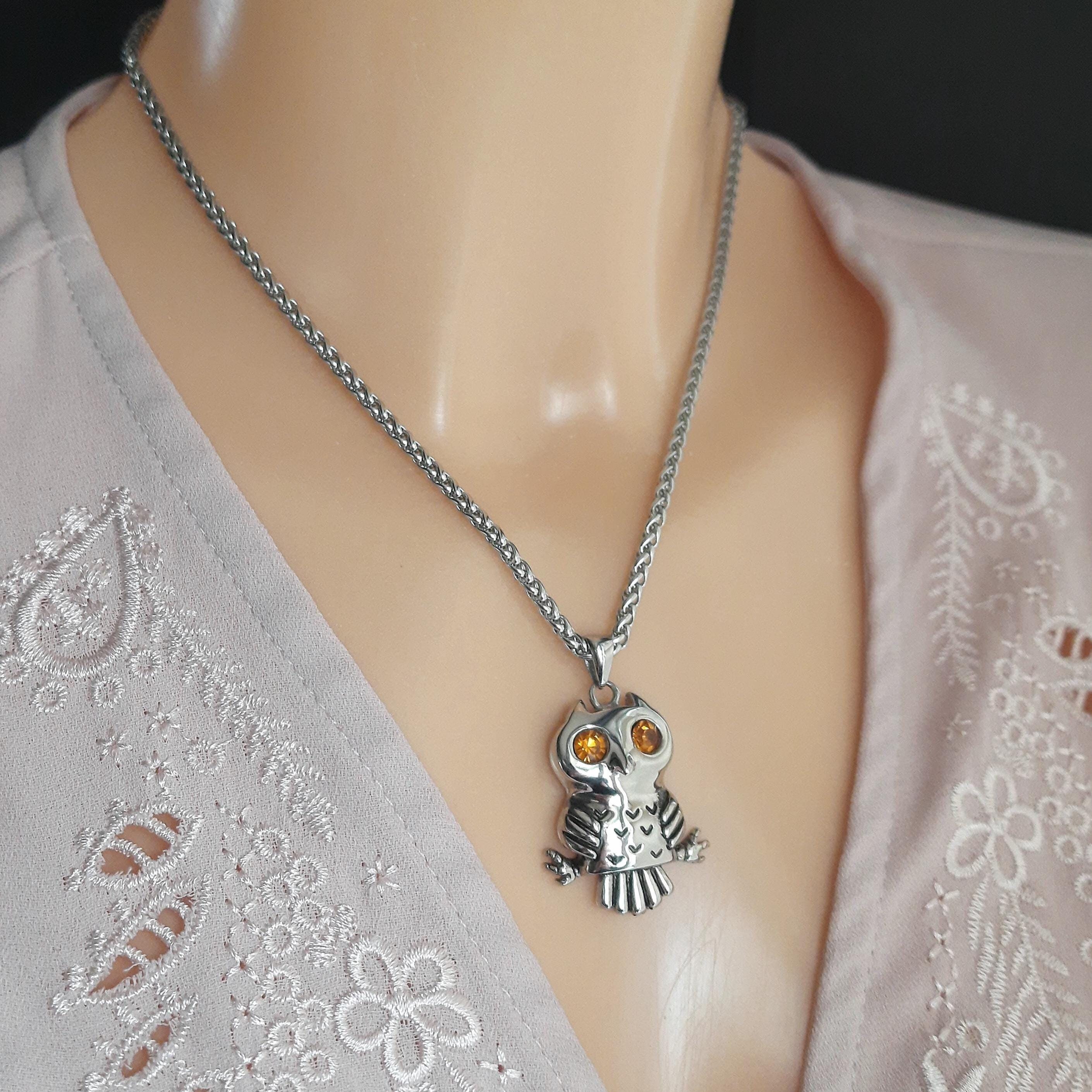 Owl pendant necklace barn owl bird pendants for women