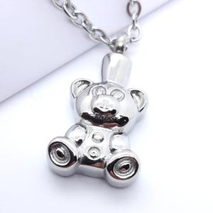 Teddy Bear Cremation Necklace: Ashes Urn Pendant