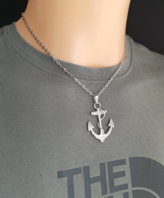 Mens sterling silver anchor necklace new arrivals