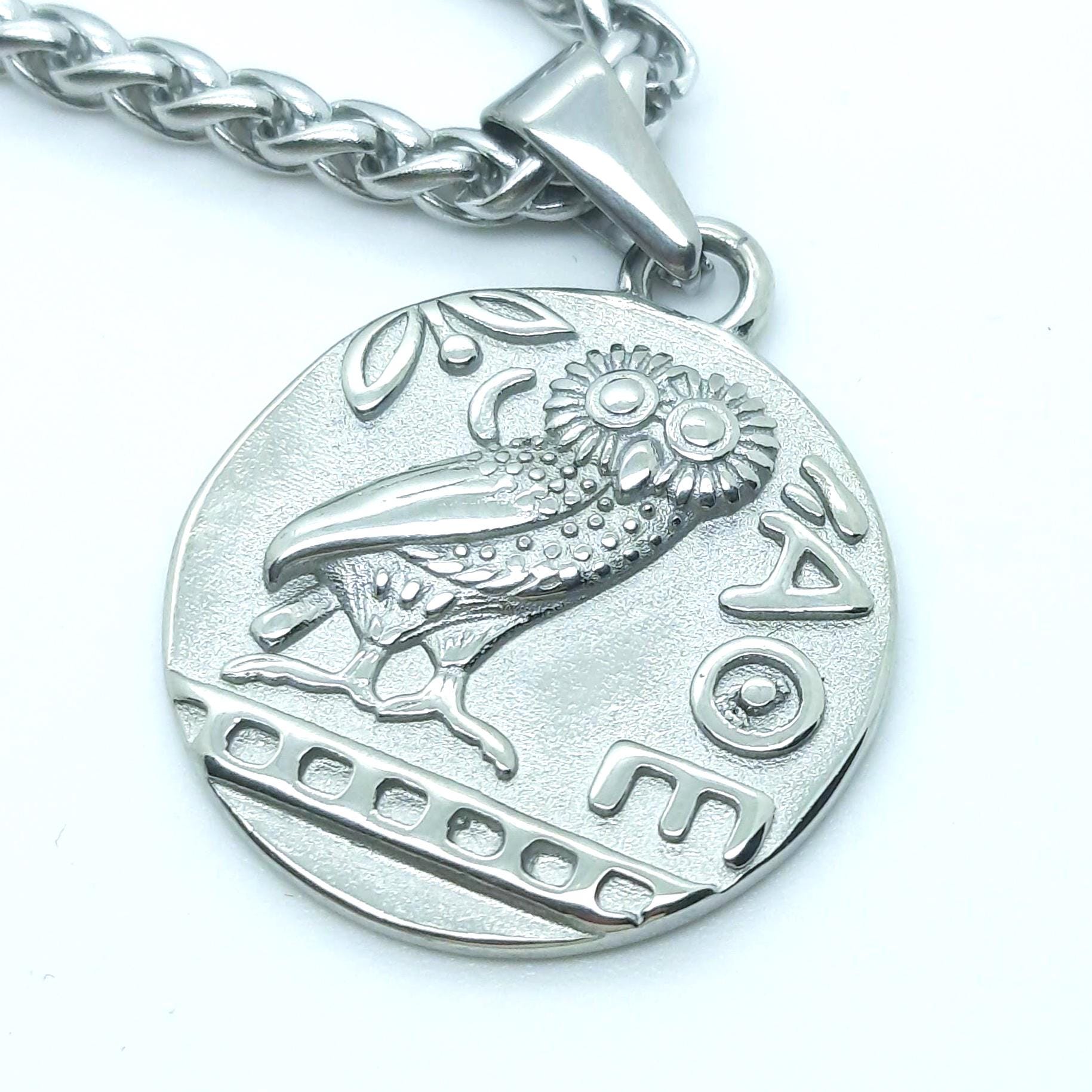 Athenas owl pendant necklace symbol of wisdom greek goddess mythology pendants men women