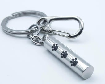 Portachiavi con ceneri di cane, impronte di zampe, urna cineraria