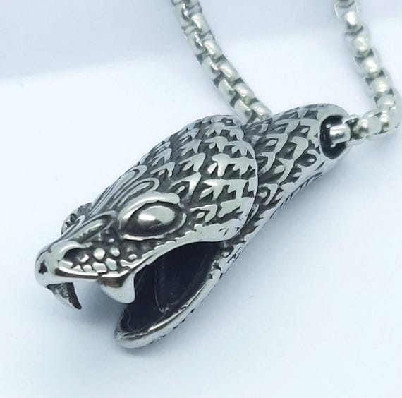 Viper Snake Head Necklace Snake Pendants for Men Stainless