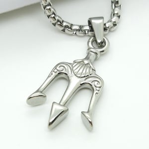 Neptunes trident fork pendant necklace Trishula Poseidons spear greek mythology
