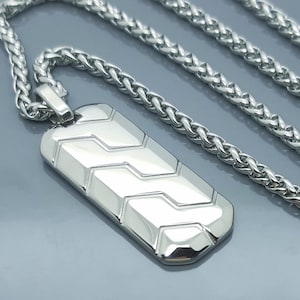 Mens rectangle geometric pendant necklace