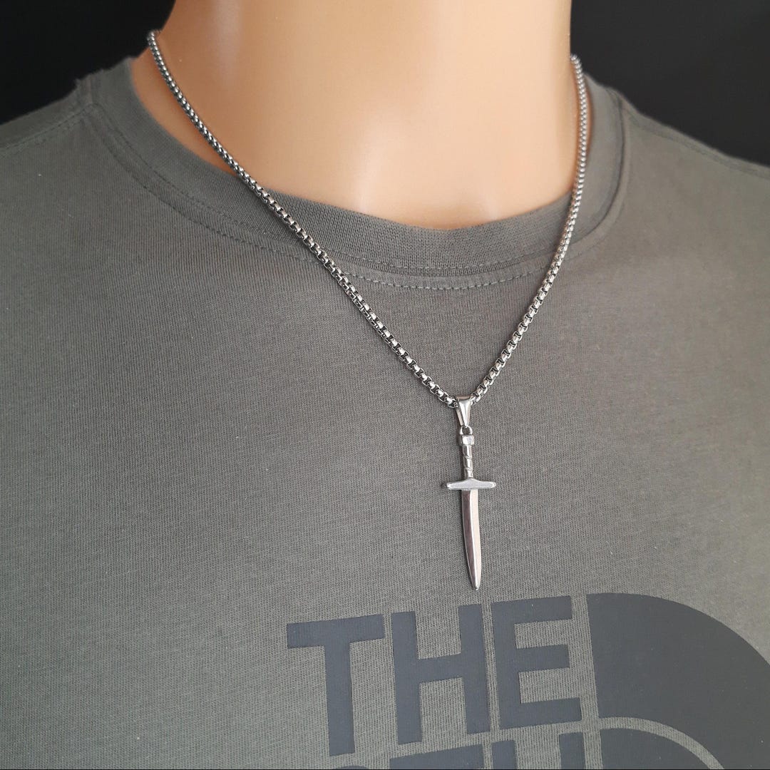 Sword Pendant Necklace Dagger Pendant Excalibur Stainless Steel