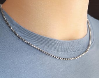 ボックスチェーンネックレス ミニマリスト メンズジュエリー - Etsy 日本