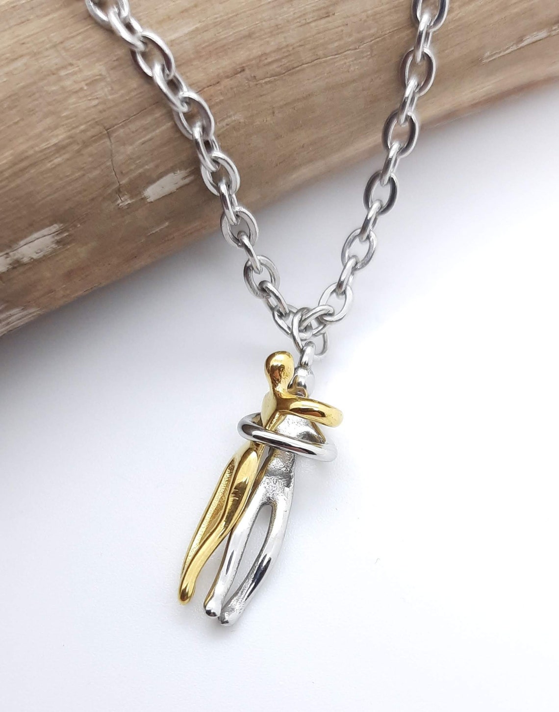 Womens necklace couple pendant lovers embrace necklace Etsy