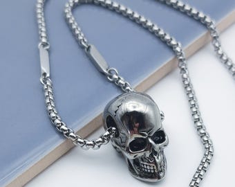 Skull Pendant Necklace Gothic Bikers Jewellery for Men - Etsy