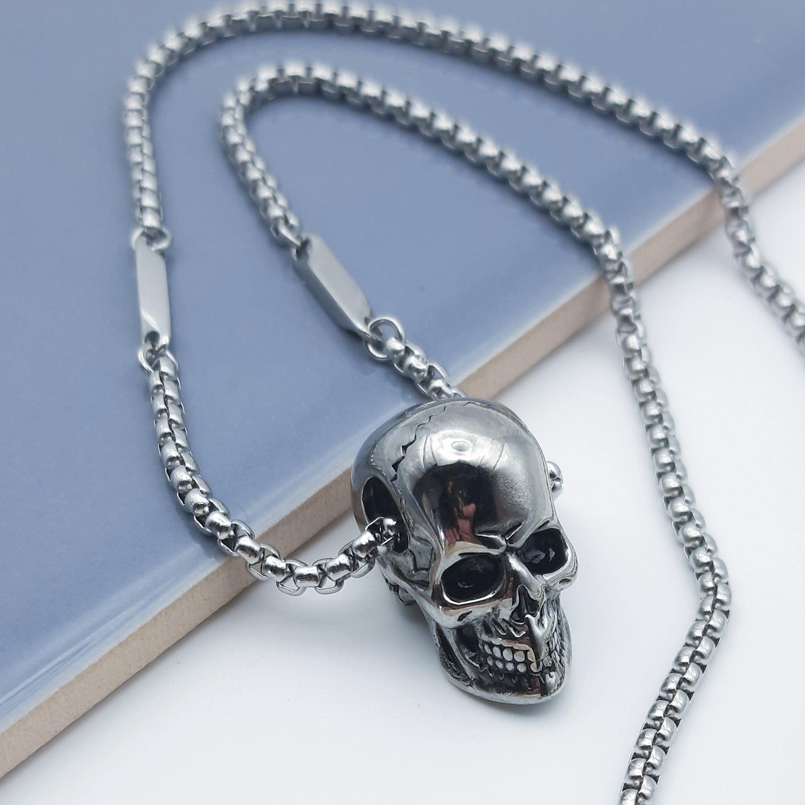 小物 rare JACKROSE Silver925 Skull Chain Skull Pendant Necklace Gothic Bikers Jewellery for Men - Etsy