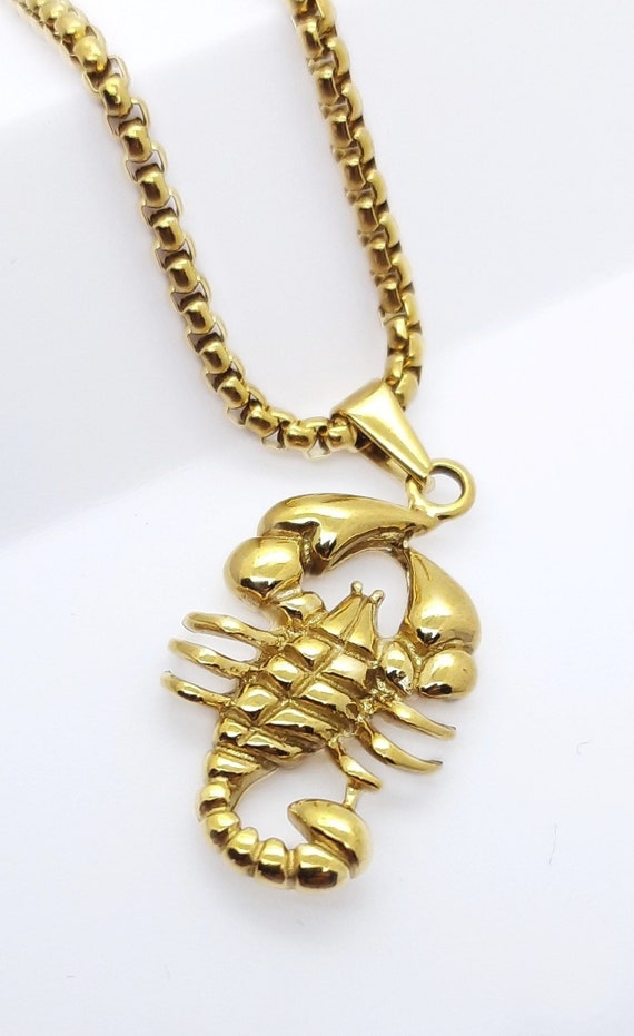 Scorpion Pendant Necklace Mens Gold Scorpion Pendant | Etsy UK