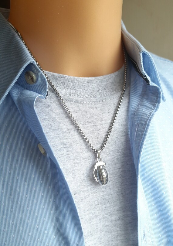 Silver grenade cheap pendant