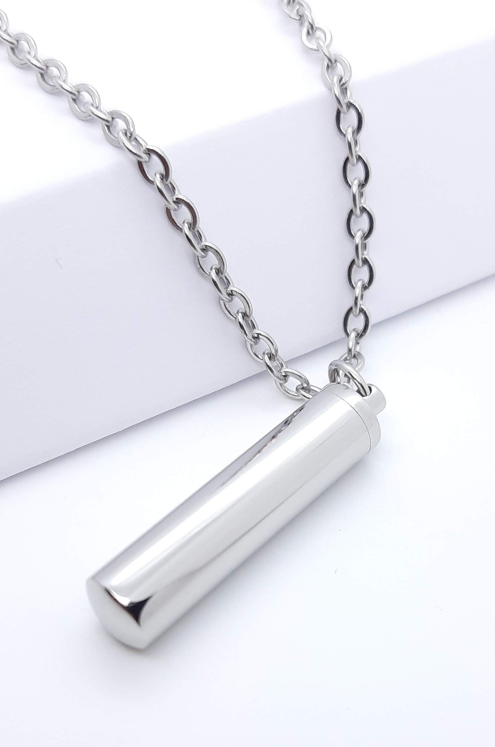 Capsule necklace cremation stainless steel necklace Maze Etsy