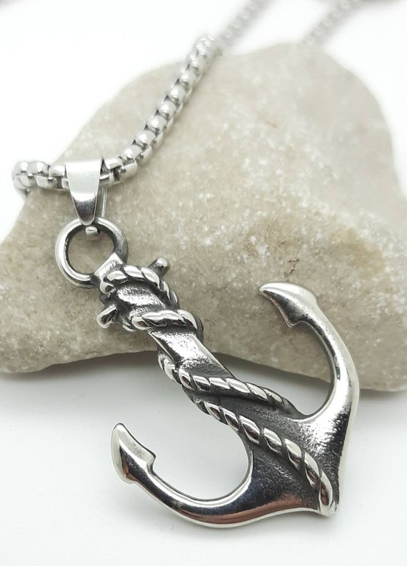 Stainless steel deals anchor necklace